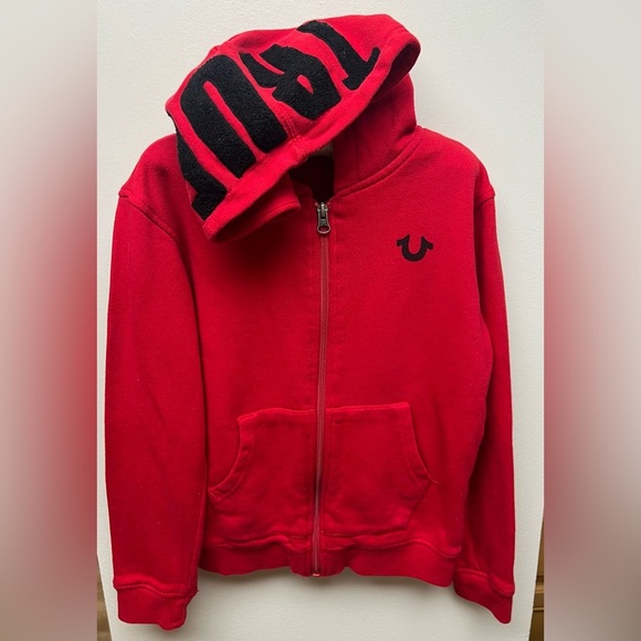 True Religion Red Kids Hoodie with Black Details - Picture 3 of 10